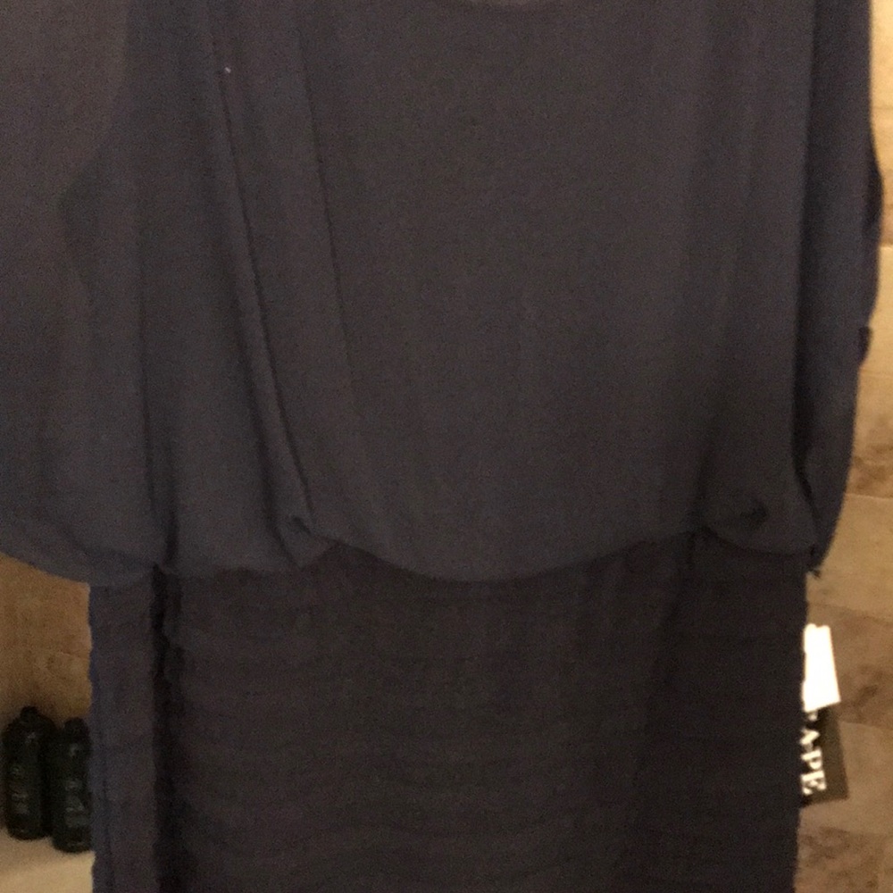 Formal, dark navy blue dress.